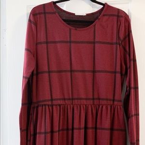 Women’s long sleeve red plaid dress